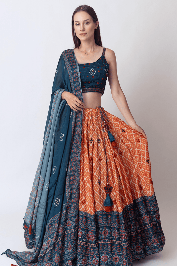 Lehenga with Mirror Embroidery-[comfort-first-design]-[lightweight]-Raas