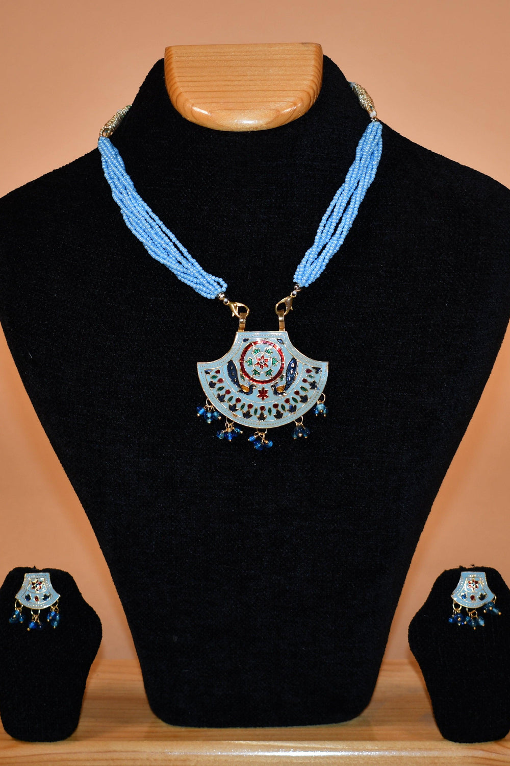Light Blue Necklace with Earrings FASHION JEWELRY RAAS