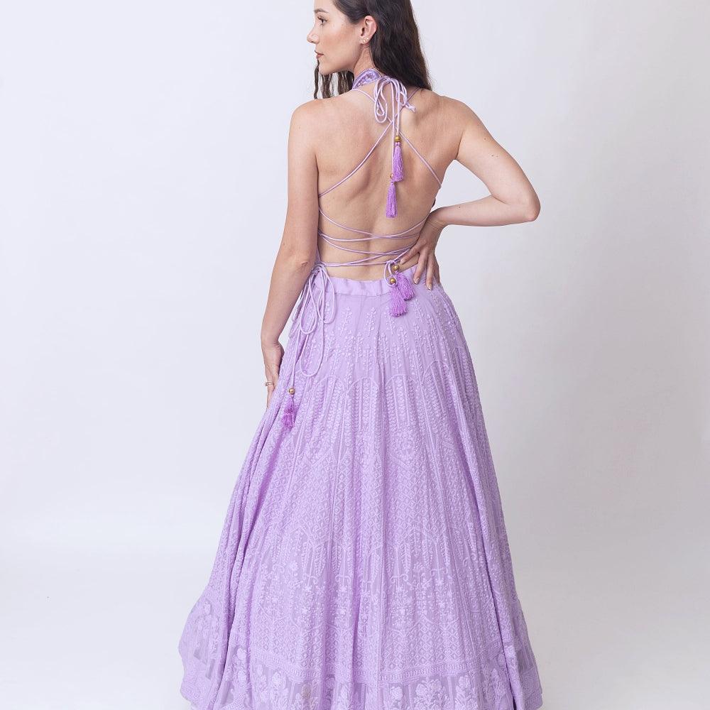Lilac High Neck Gown-Raas USA
