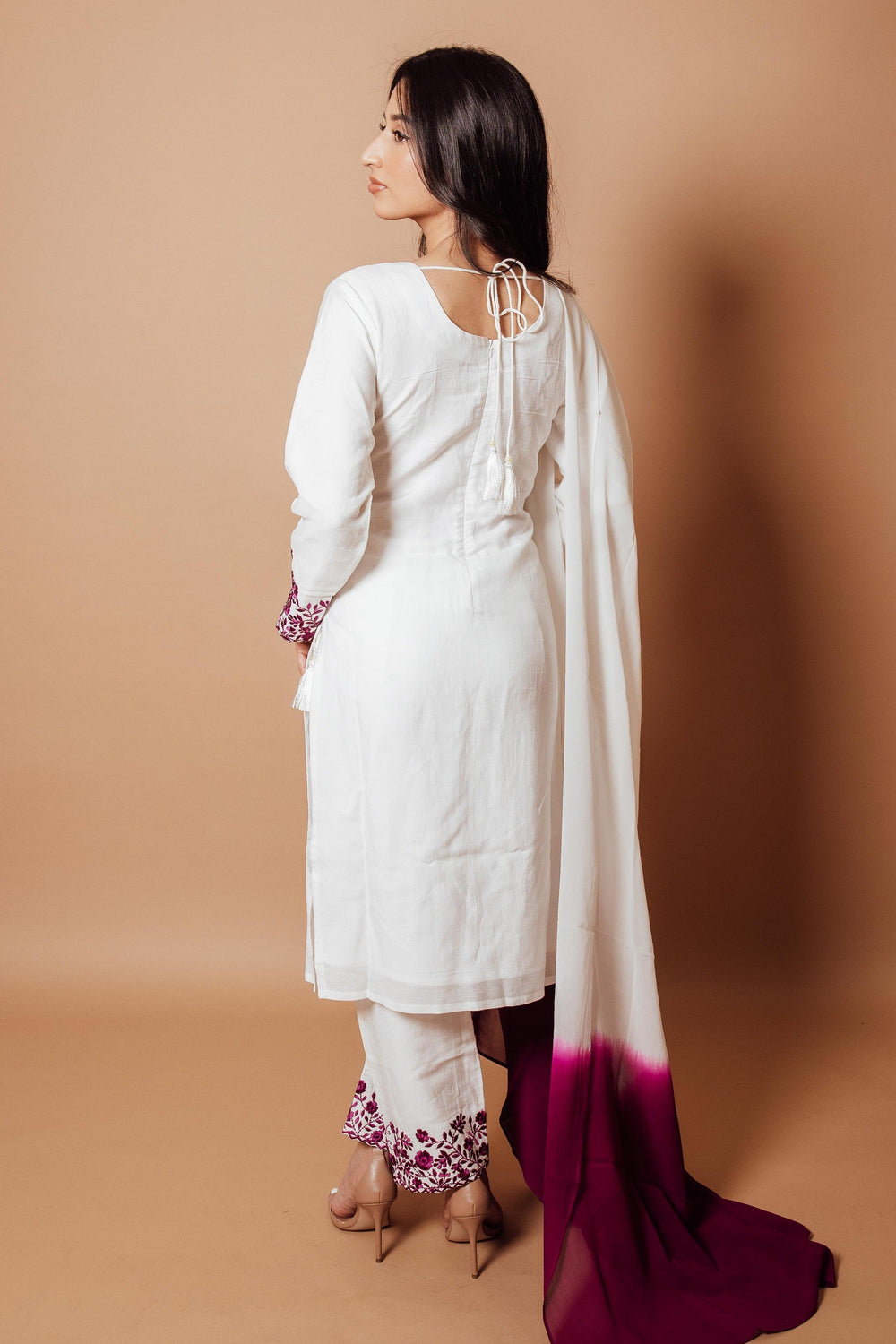 Livia White Embroidered Salwar Kameez Set-Raas