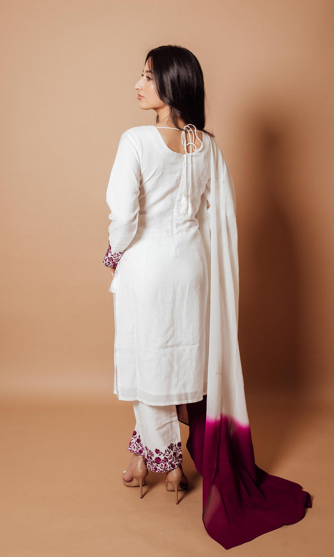 Livia White Embroidered Salwar Kameez Set-Raas