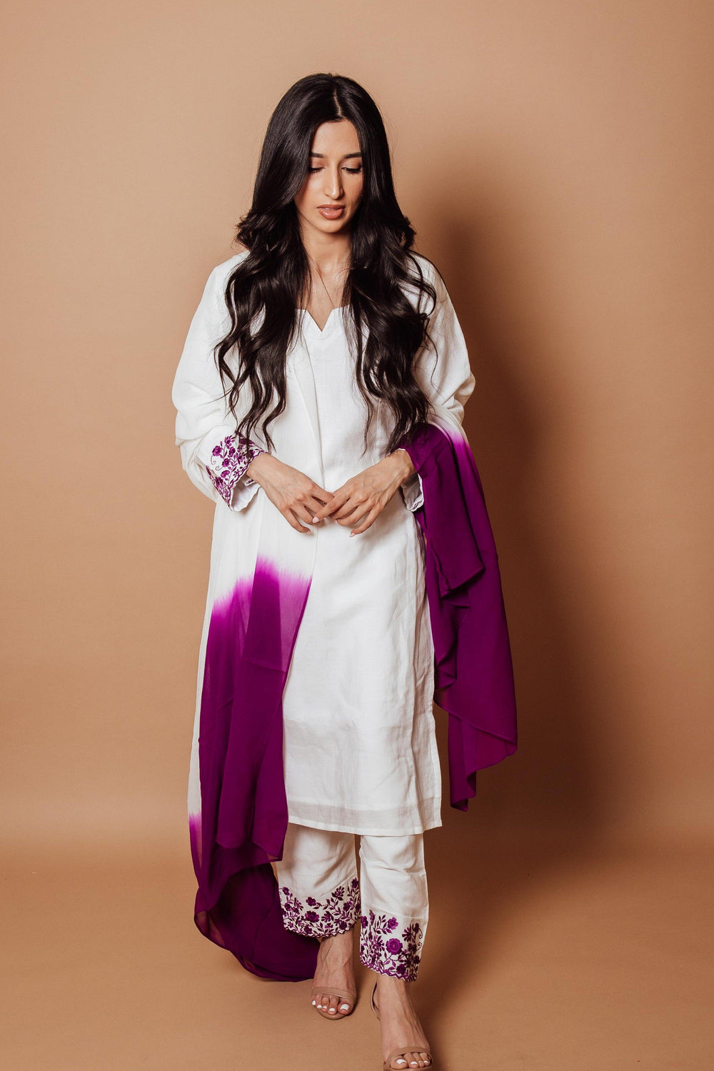 Livia White Embroidered Salwar Kameez Set-Raas
