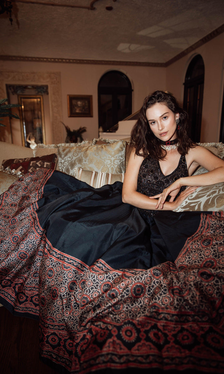 Long Dress with Hand Embroidery-Raas USA