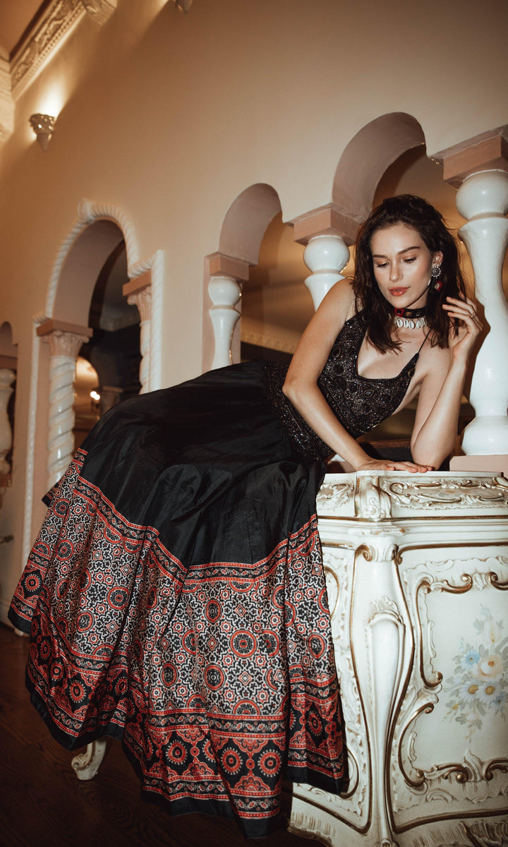 Long Dress with Hand Embroidery-Raas USA