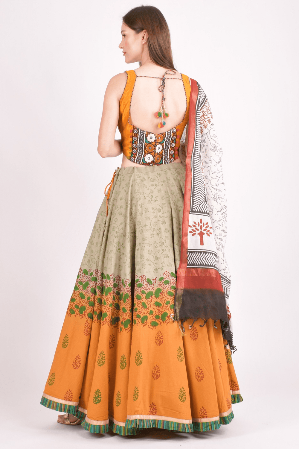 Machia Hand Block Print Chaniya Choli-[haldi_outfit]-Raas