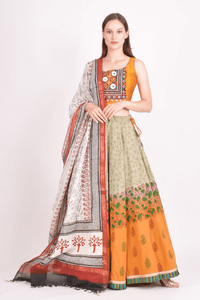 Machia Hand Block Print Chaniya Choli-[haldi_outfit]-Raas