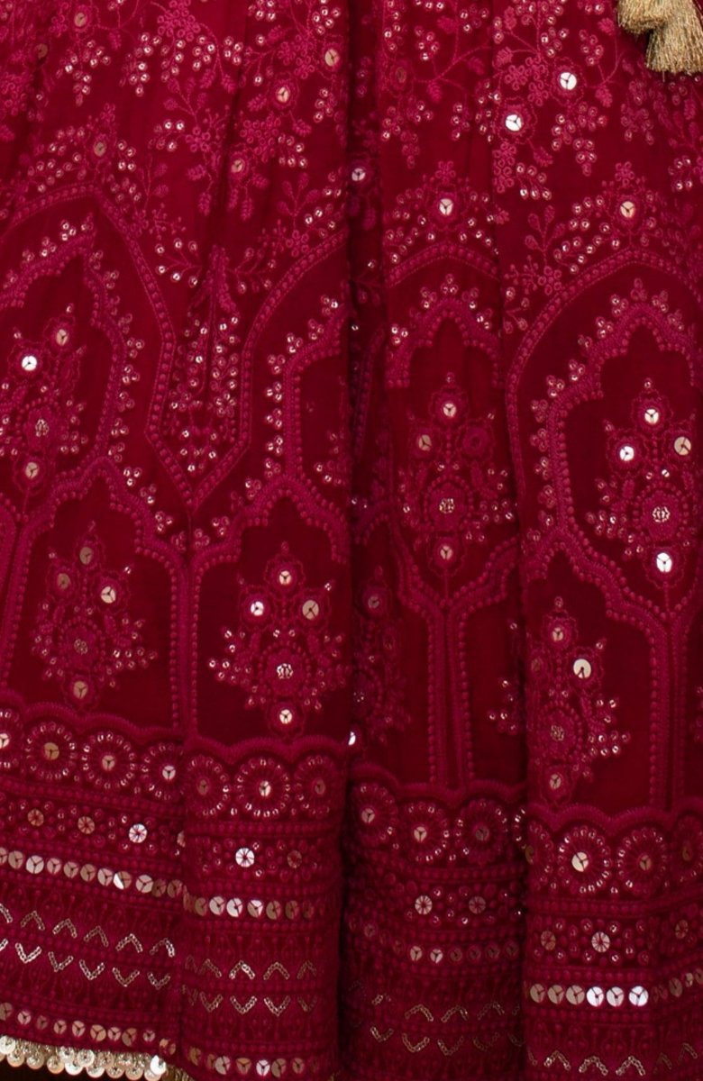 Maroon Heavy Embroidery Lehenga-[bridal_lehenga]-Raas