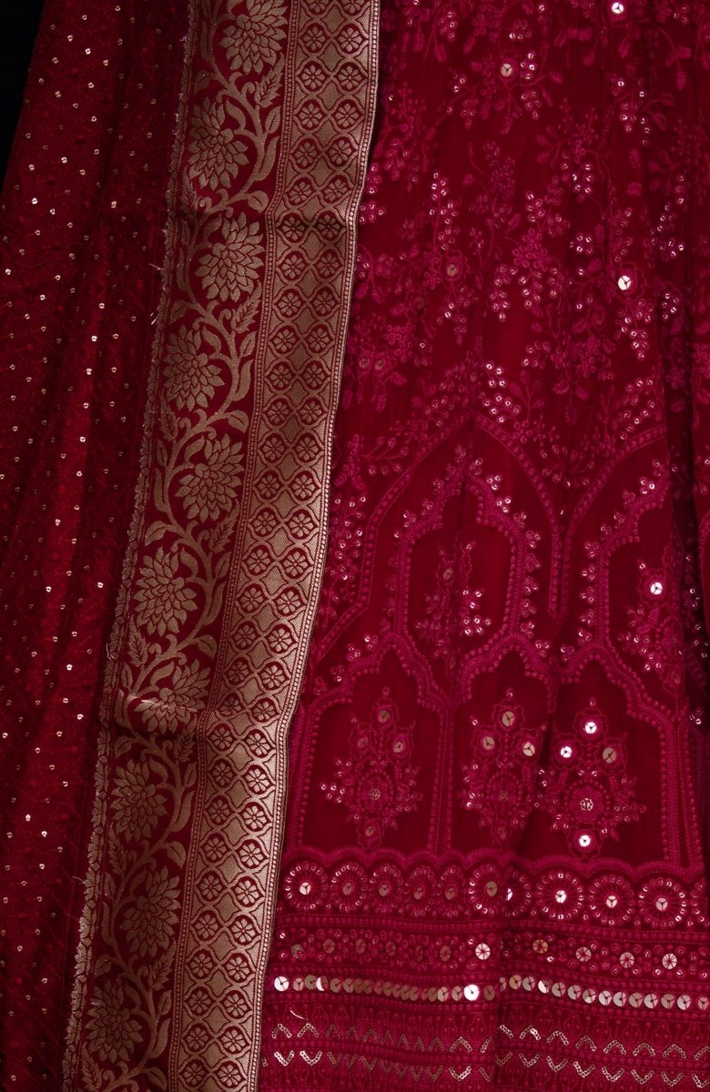 Maroon Heavy Embroidery Lehenga-[bridal_lehenga]-Raas