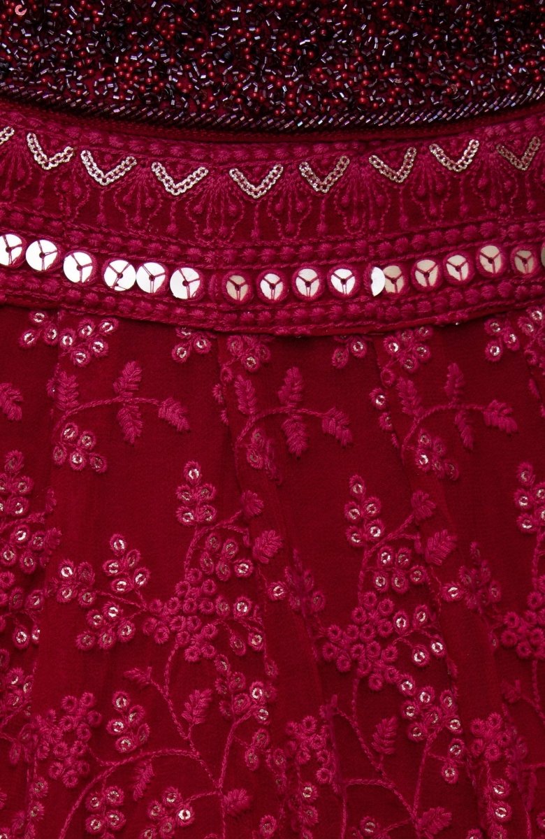 Maroon Heavy Embroidery Lehenga-[bridal_lehenga]-Raas