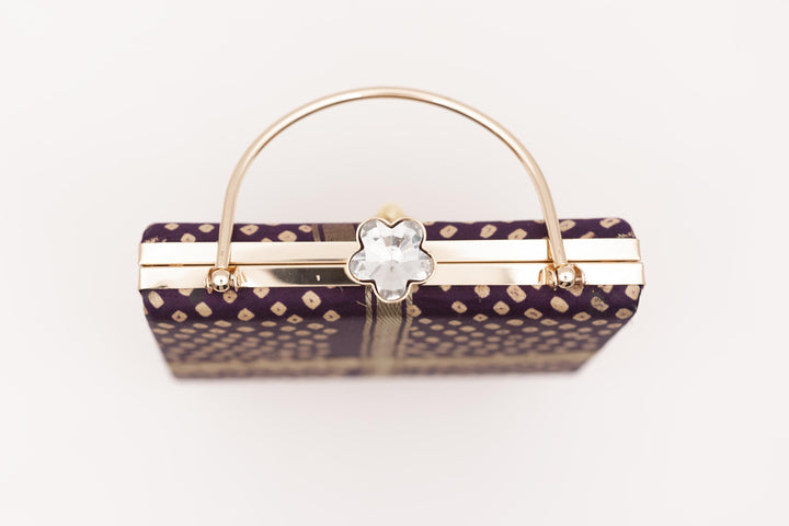 Maroon MONY CLUTCH with Gem Closure-Raas USA