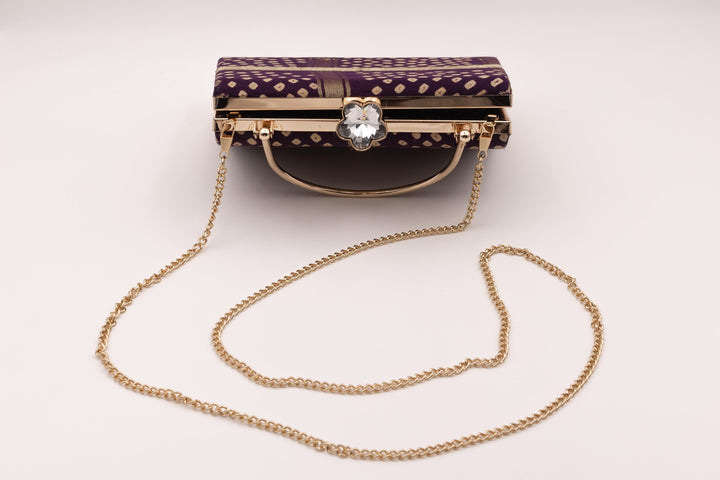 Maroon MONY CLUTCH with Gem Closure-Raas USA