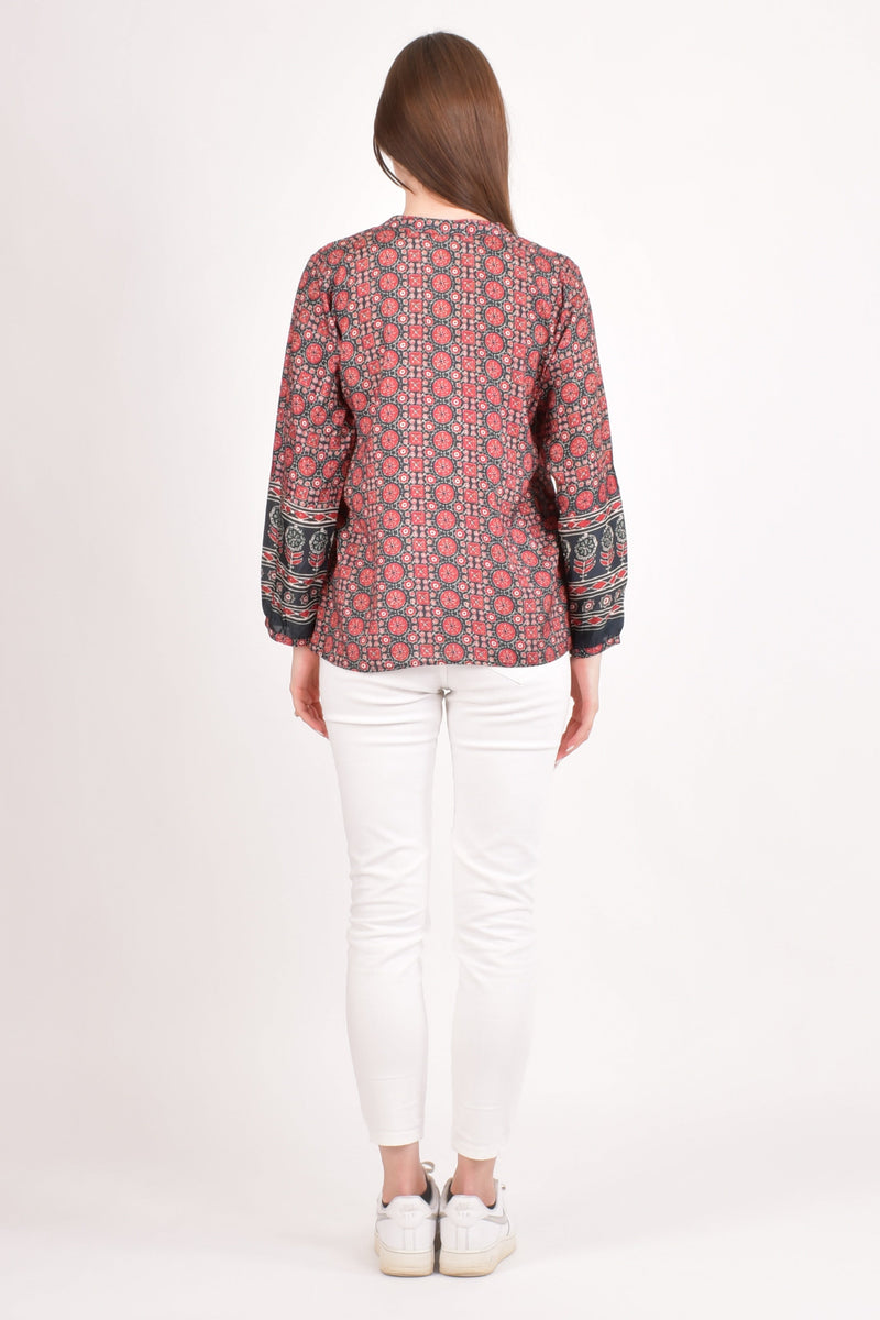 Maroon Muslin Silk Button - Up Top TOPS & TUNICS RAAS