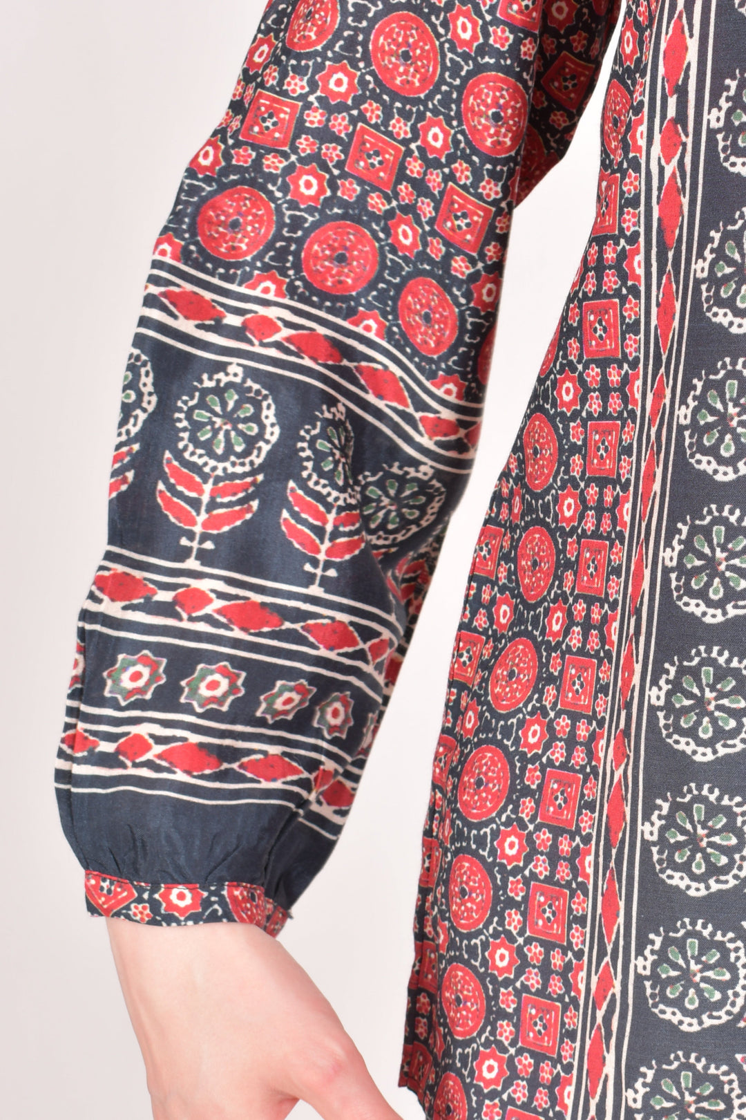 Maroon Muslin Silk Button-Up Top-Raas USA