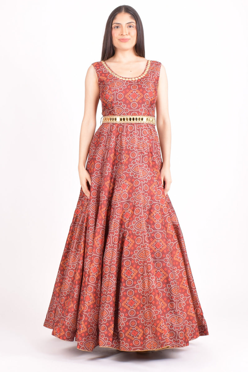 Maroon Silk Gown ANARKALI & GOWN RAAS