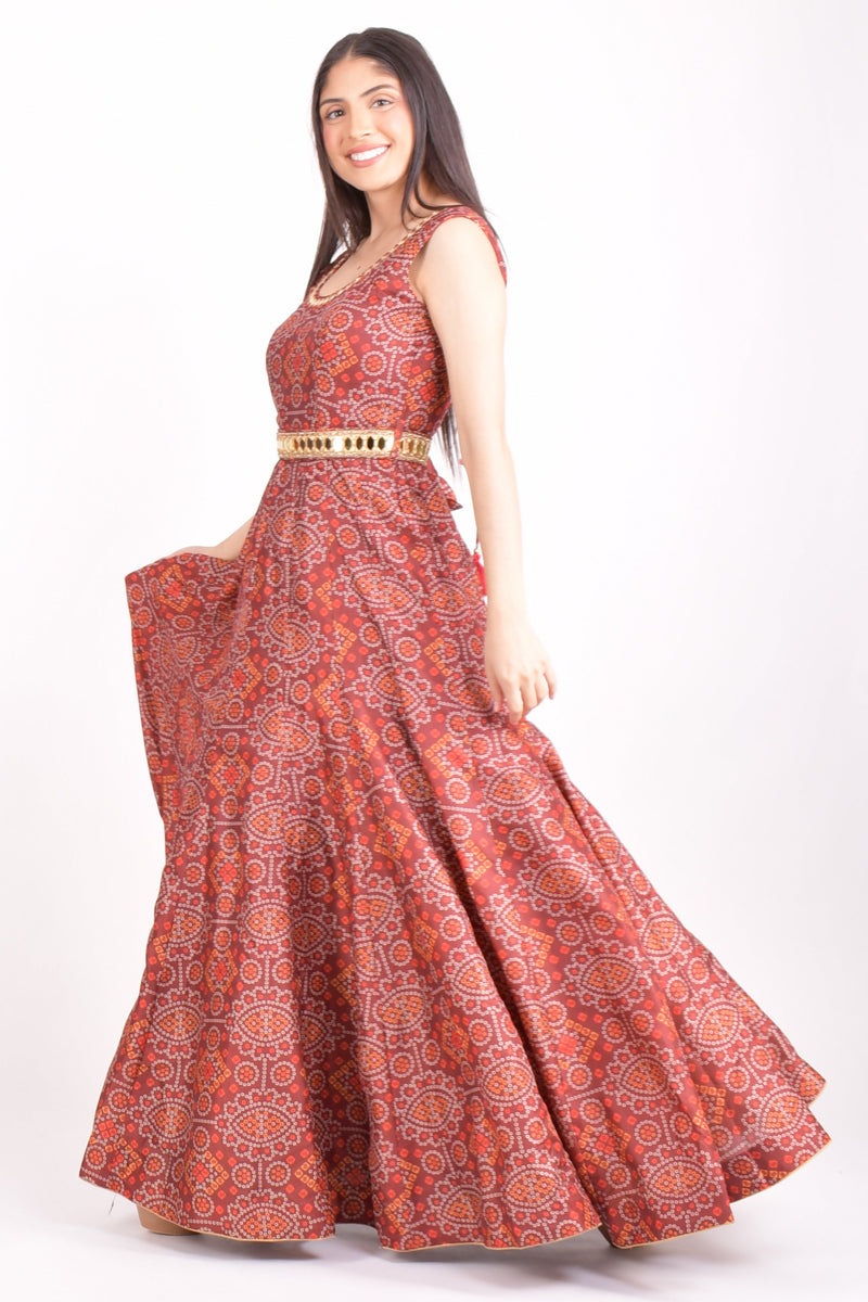 Maroon Silk Gown ANARKALI & GOWN RAAS