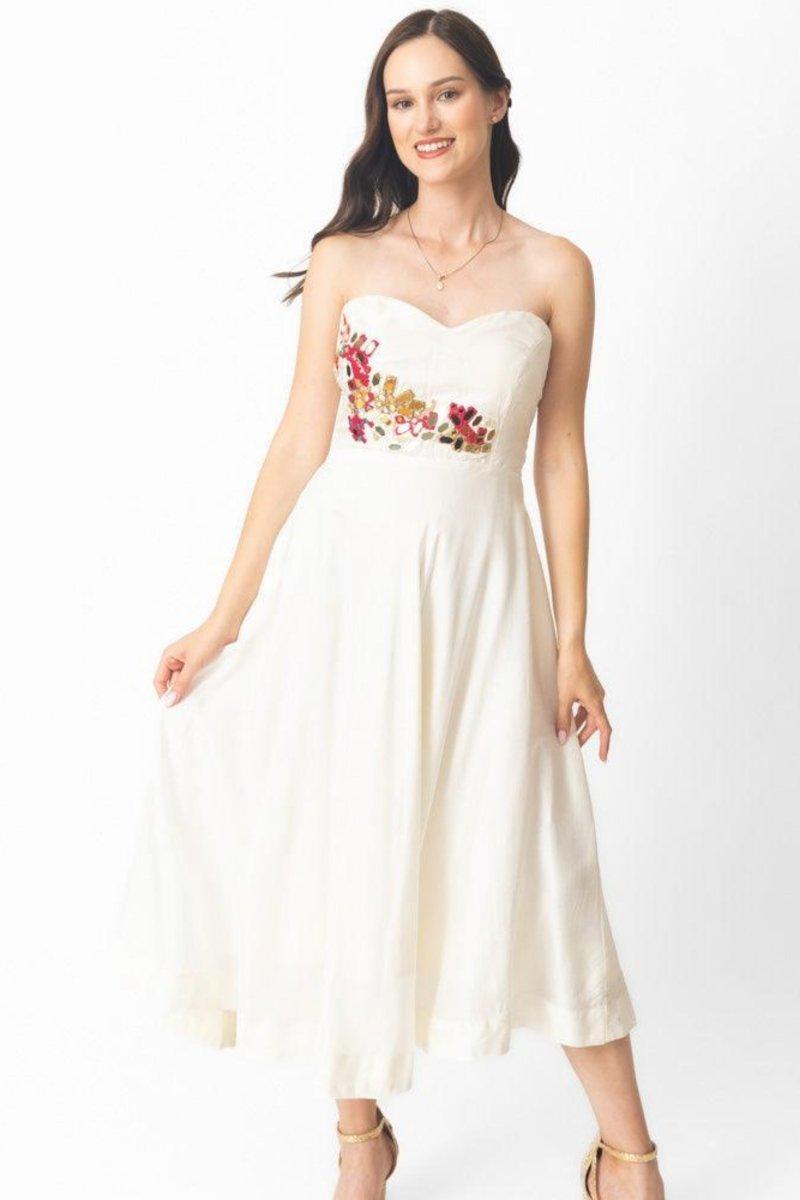 Midi Off Shoulder Dress with Hand Embroidery dresses RAAS