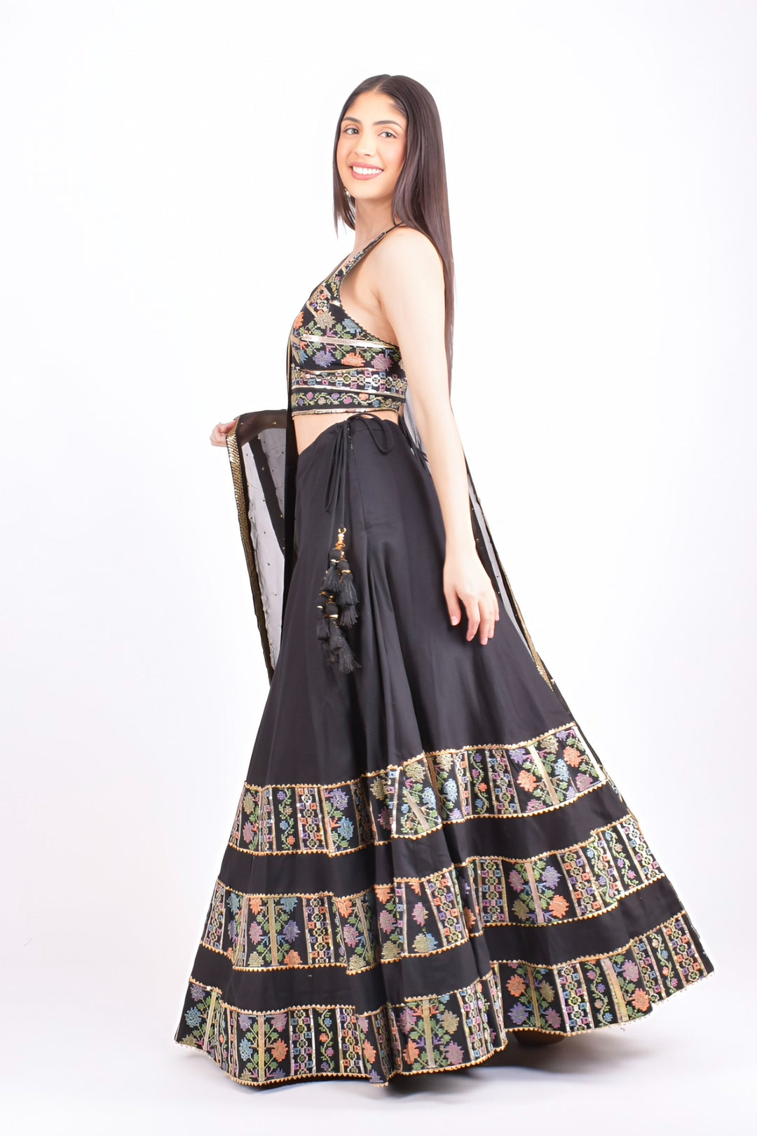 Midnight Black Lehenga Choli Set-[comfort-first-design]-[lightweight]-Raas