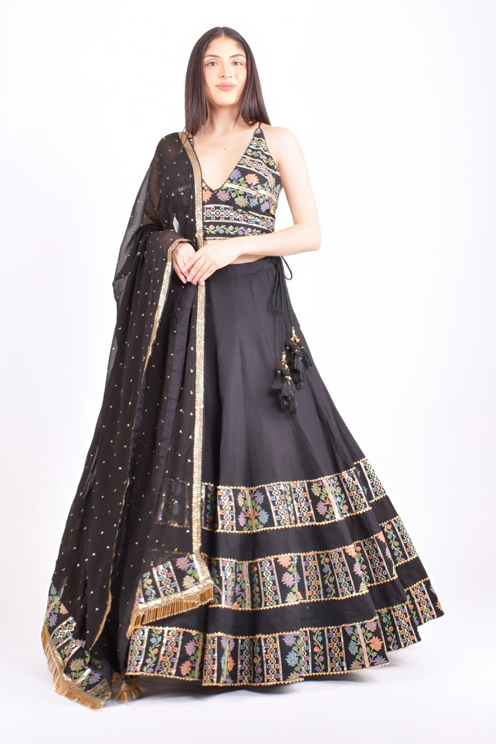 Midnight Black Lehenga Choli Set-[comfort-first-design]-[lightweight]-Raas