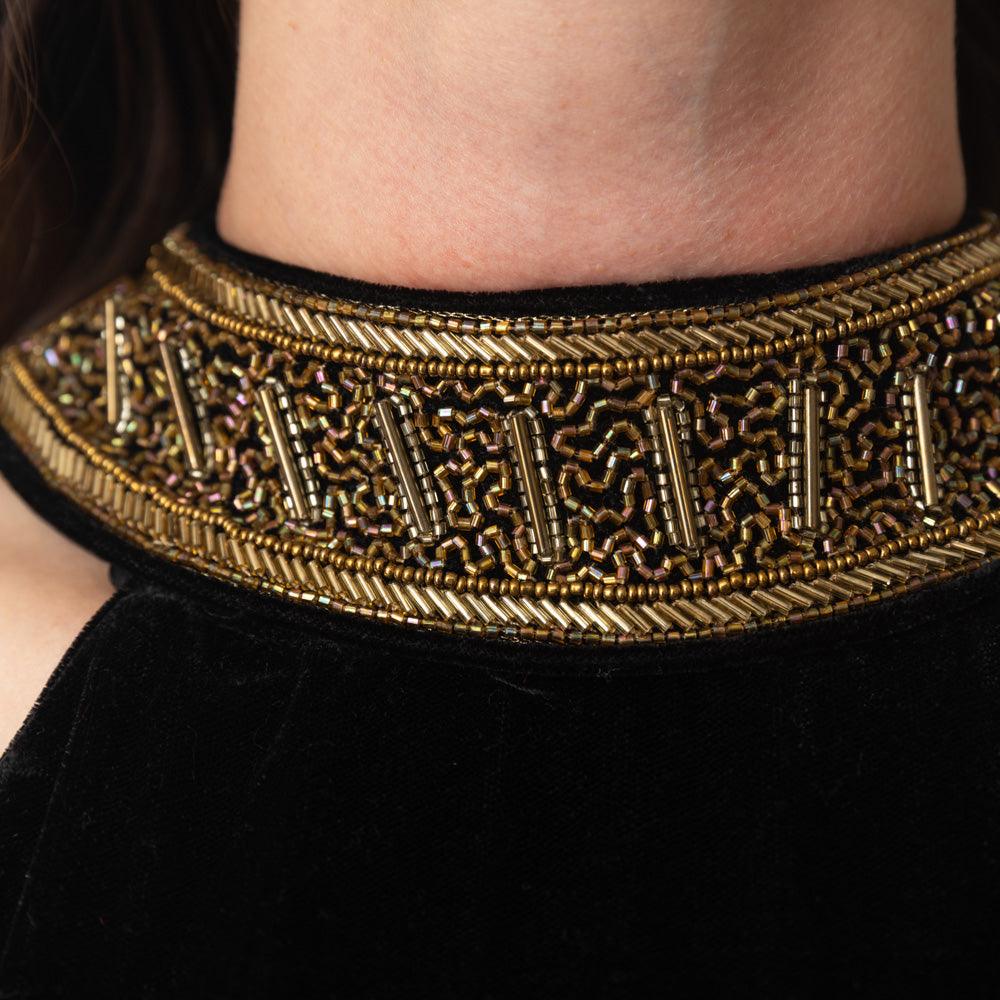 Mini Black Dress with Varli Hand Embroidery-Raas USA