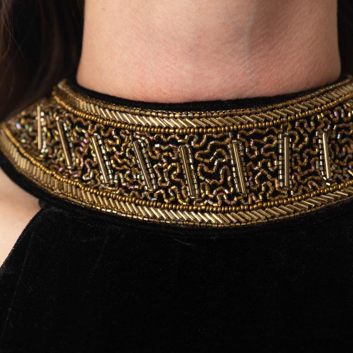 Mini Black Dress with Varli Hand Embroidery-Raas USA