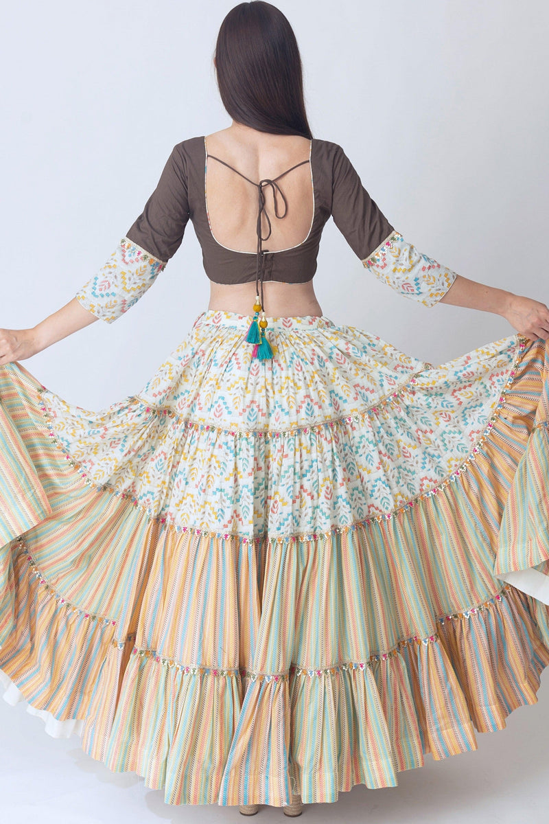 Multi Color Tiered Chaniya Choli Set Chaniya choli RAAS