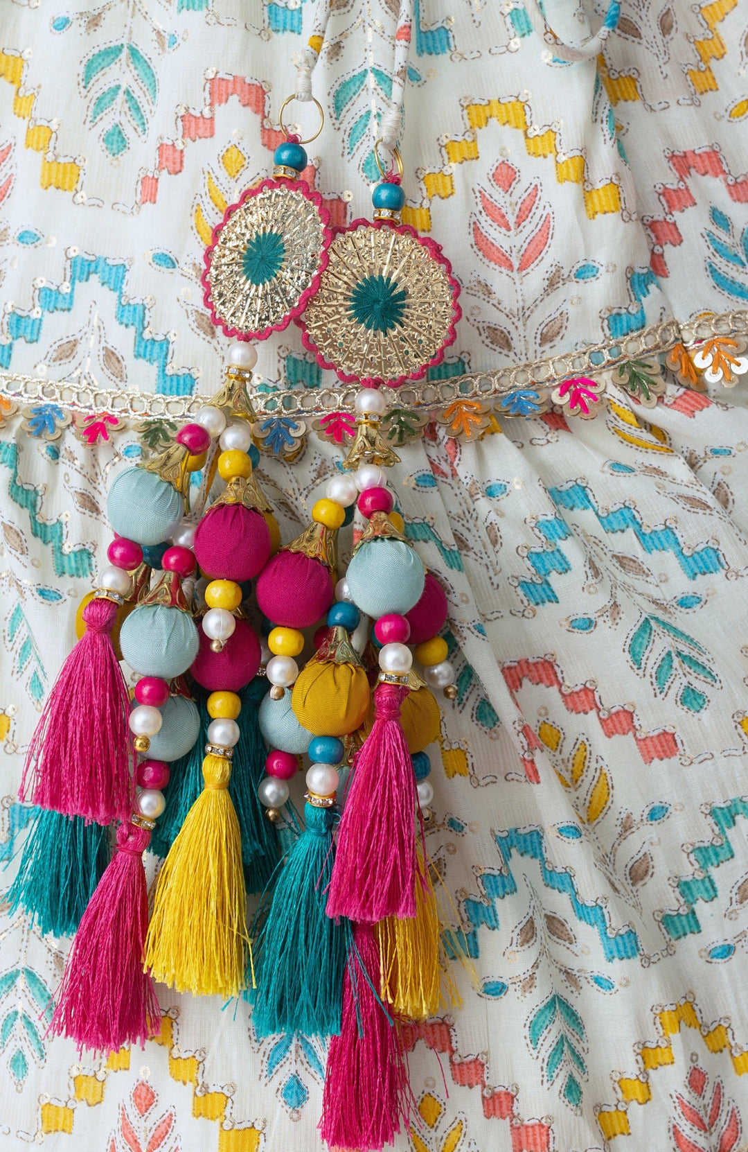 Multi Color Tiered Chaniya Choli Set-Raas USA