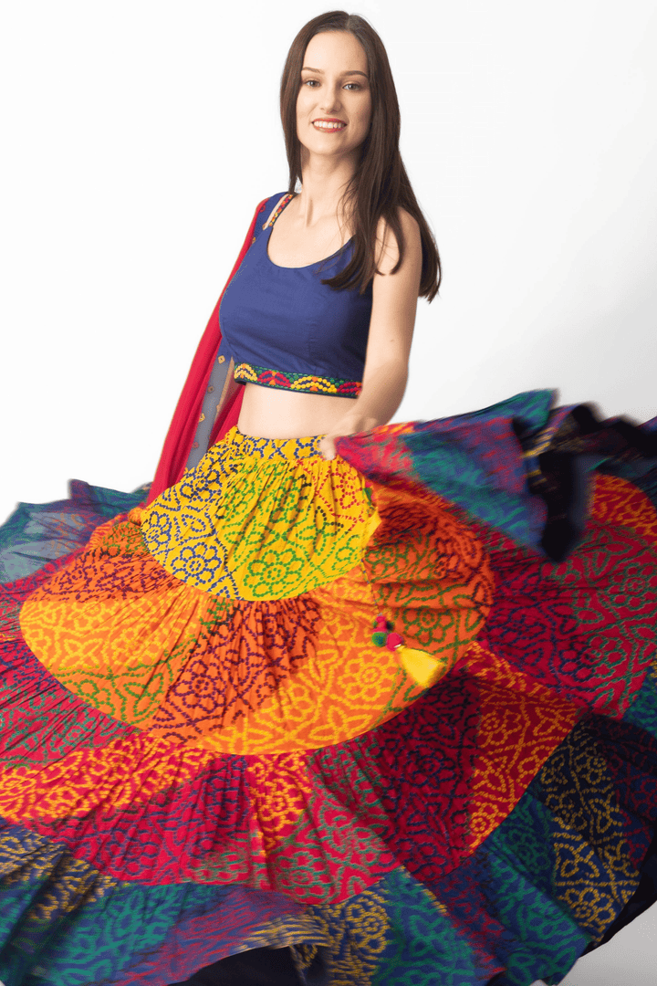 Multi Tropical Tiered Chaniya Choli-[comfort-first-design]-[lightweight]-Raas