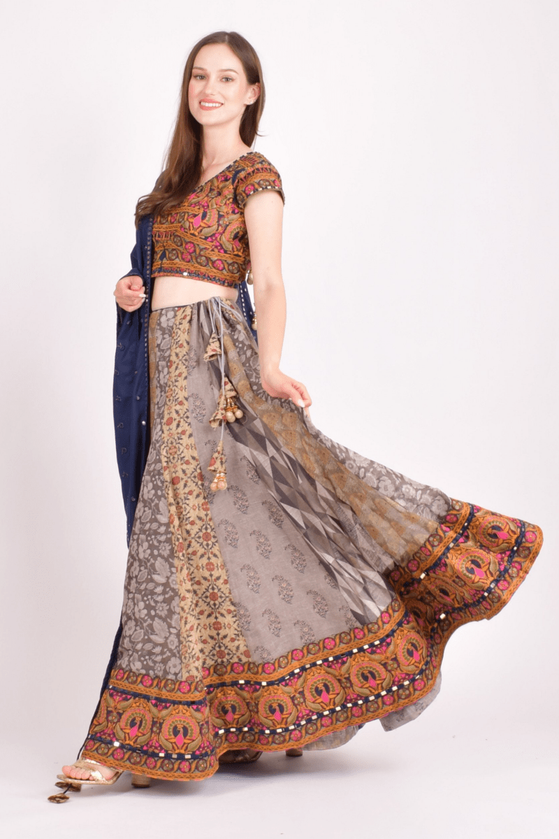 Multi color cotton silk chaniya choli set-Raas USA