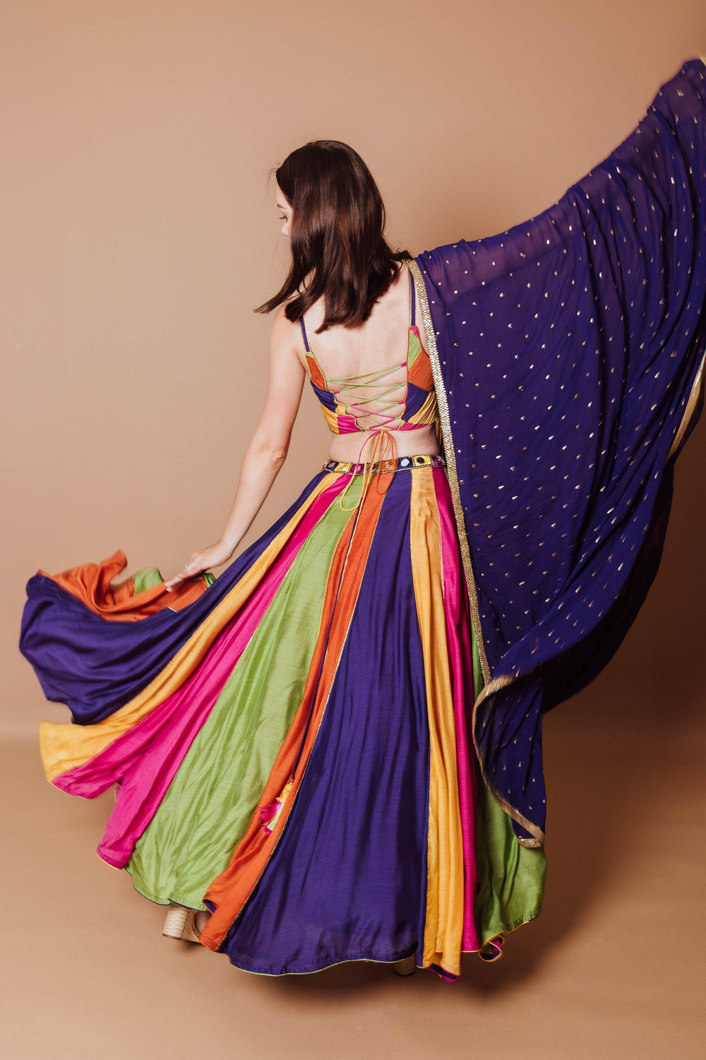 Multicolor Lehenga Choli with Sequins Dupatta-[comfort-first-design]-[lightweight]-Raas