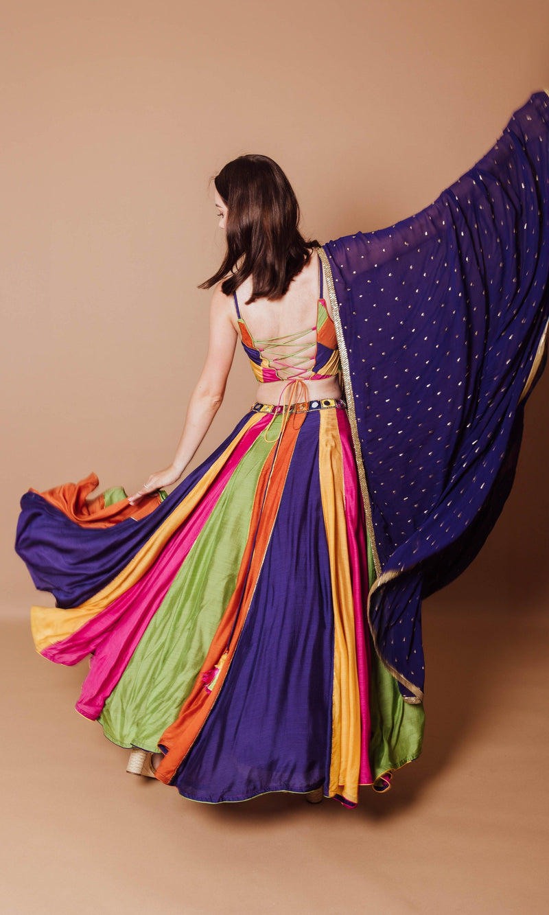 Multicolor Lehenga Choli with Sequins Dupatta-[comfort-first-design]-[lightweight]-Raas