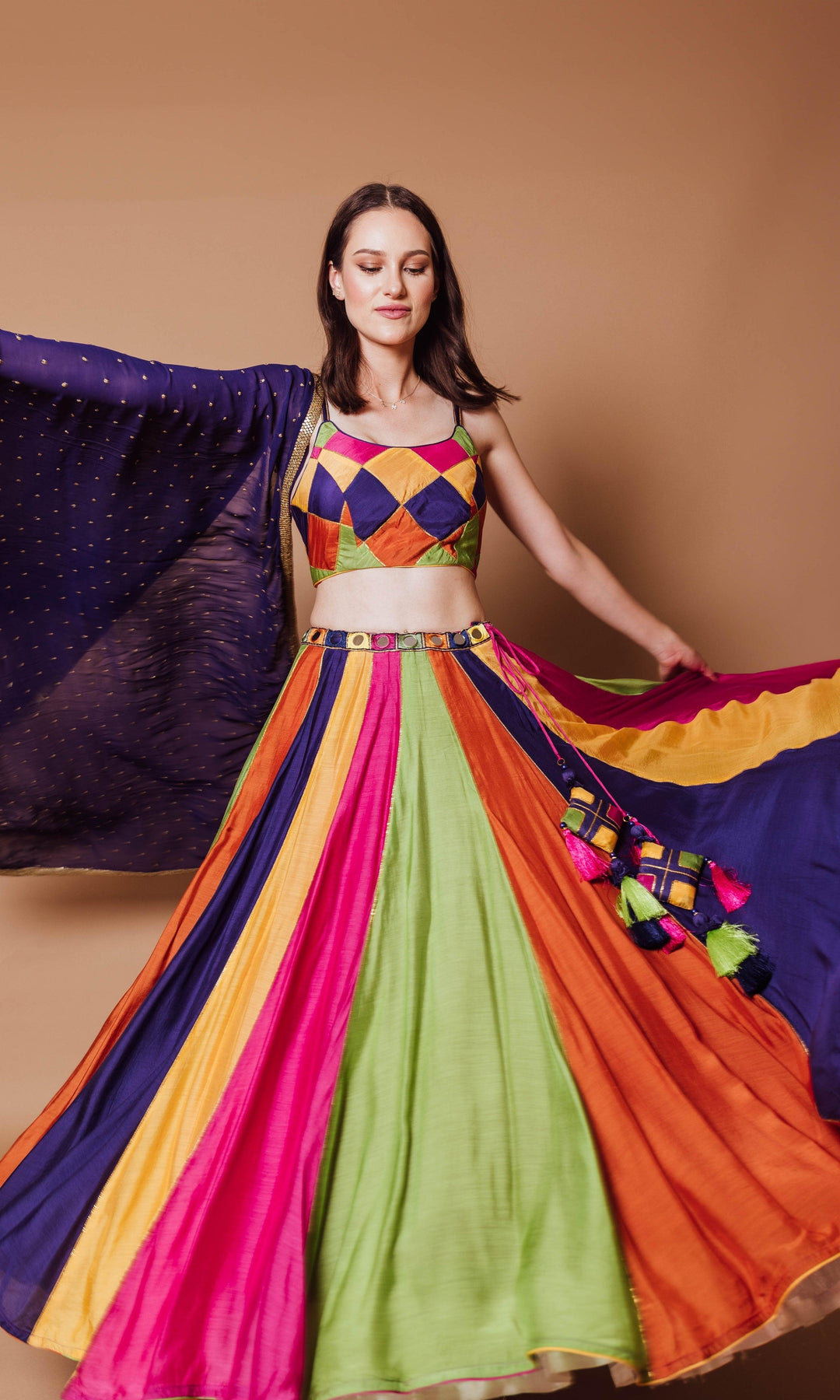knee length dresses for ladies Multicolor Lehenga Choli: Modern Indian Elegance