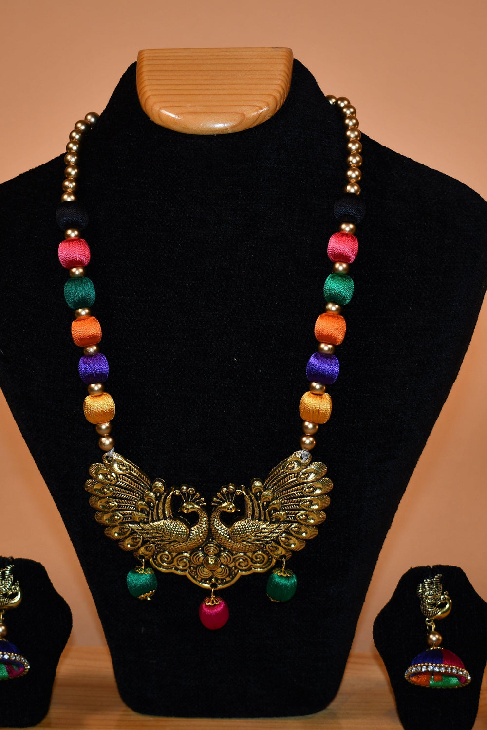 Multicolor Peacock Themed Necklace Set FASHION JEWELRY RAAS