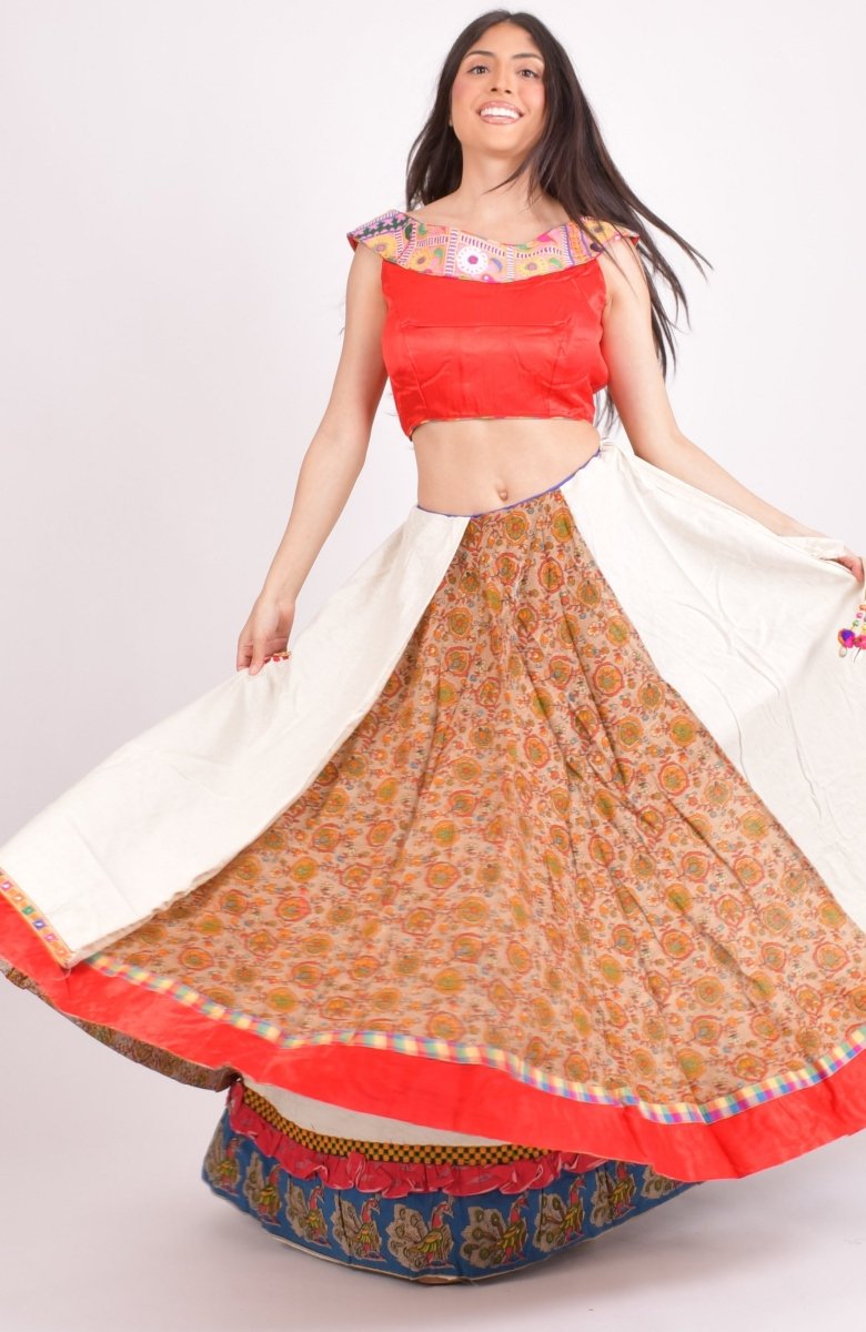 Multi Color Cotton Layered Chaniya Choli Set