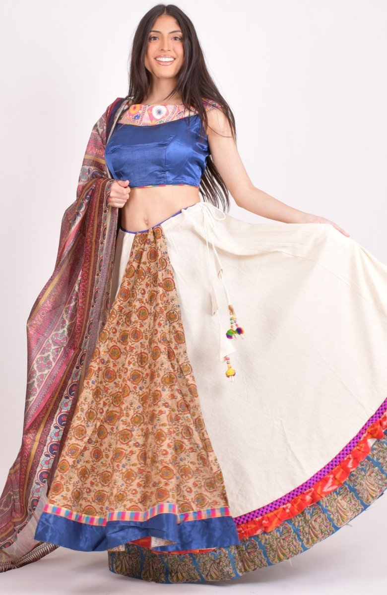 Multi color cotton silk chaniya choli set