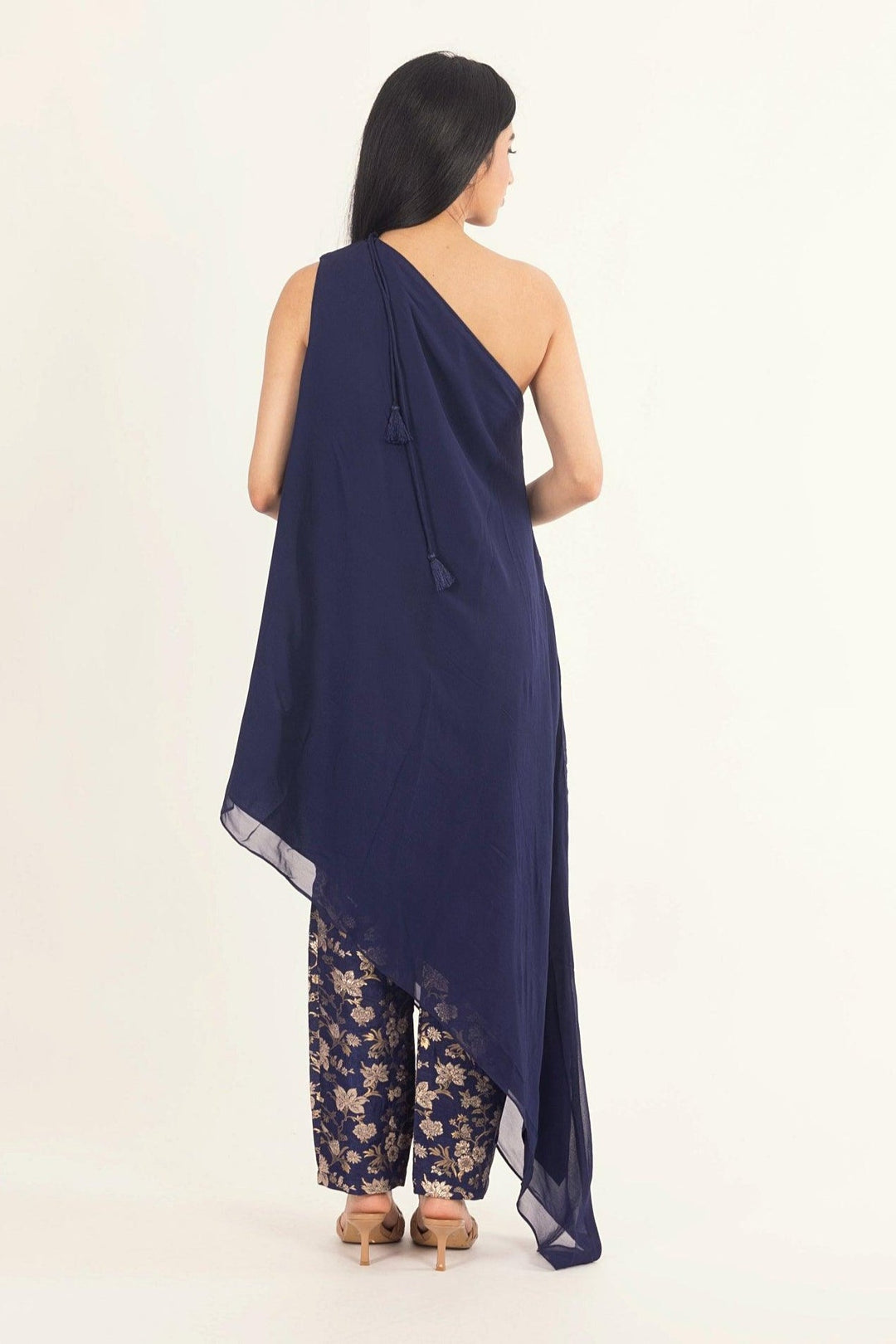 Navy Banarasi Georgette Salwar Kameez Suit-Raas