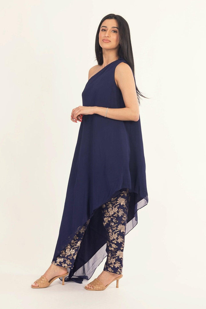 Navy Banarasi Georgette Salwar Kameez Suit-Raas