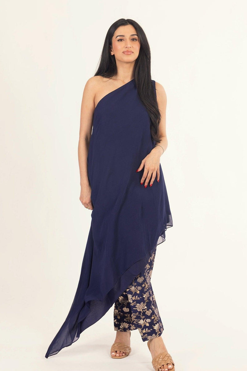 Navy Banarasi Georgette Salwar Kameez Suit-Raas
