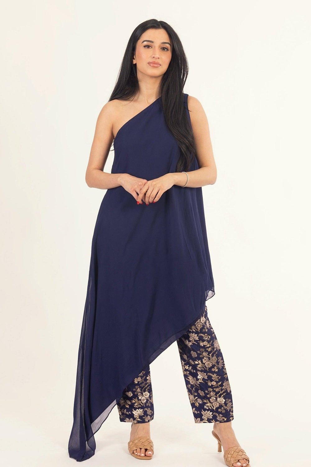 Navy Banarasi Georgette Salwar Kameez Suit-Raas