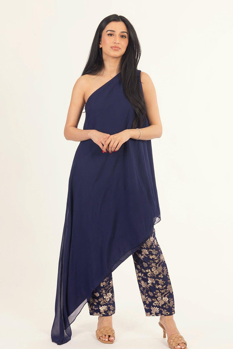 Navy Banarasi Georgette Salwar Kameez Suit-Raas