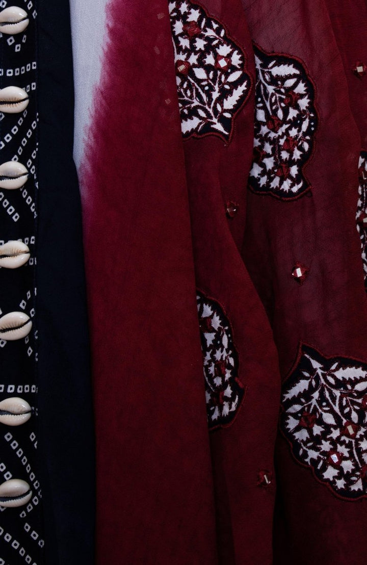 Navy Blue Block Print Full Flare Chaniya Choli for Garba-[mirror work]-Raas