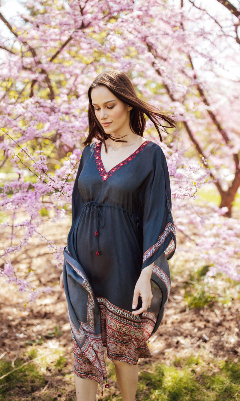 Navy Embroidered Kaftan KAFTAN RAAS