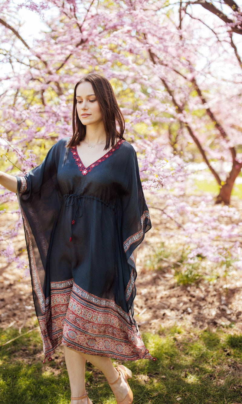 Navy Embroidered Kaftan KAFTAN RAAS