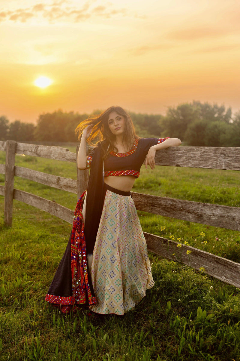 Navy Lehenga Choli with layered flap-[comfort-first-design]-[lightweight]-Raas
