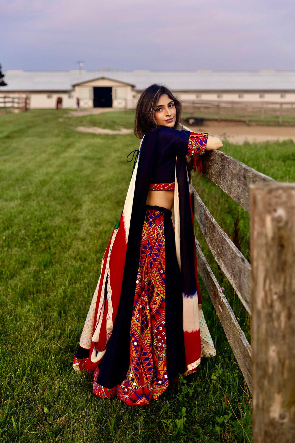 Navy Lehenga Choli with layered flap-[comfort-first-design]-[lightweight]-Raas