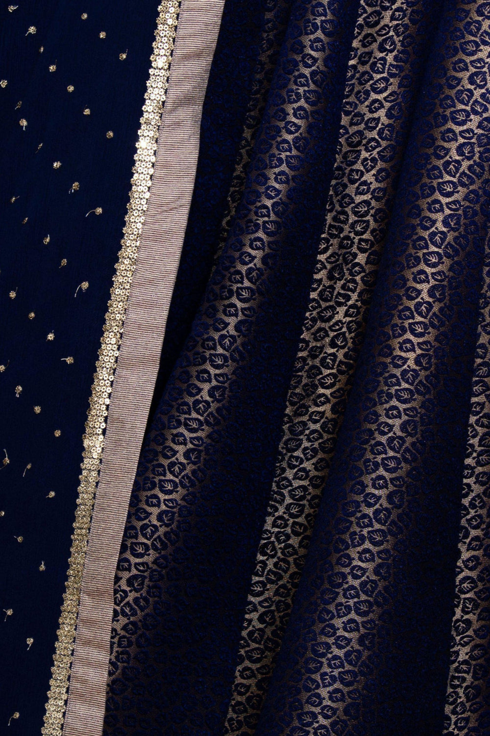 Navy Lehenga with Hand Embroidered Blouse-[comfort-first-design]-[lightweight]-Raas