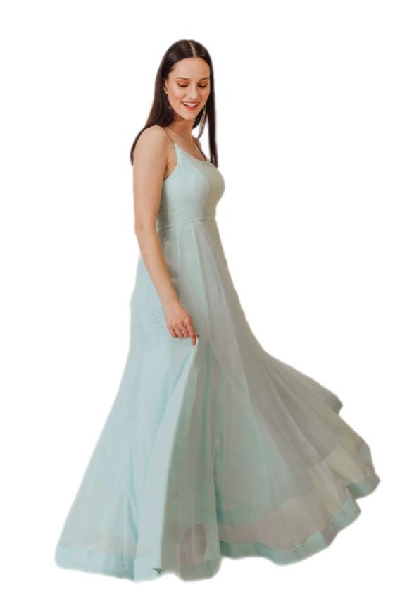 Niki Sky Blue Shimmer Gown