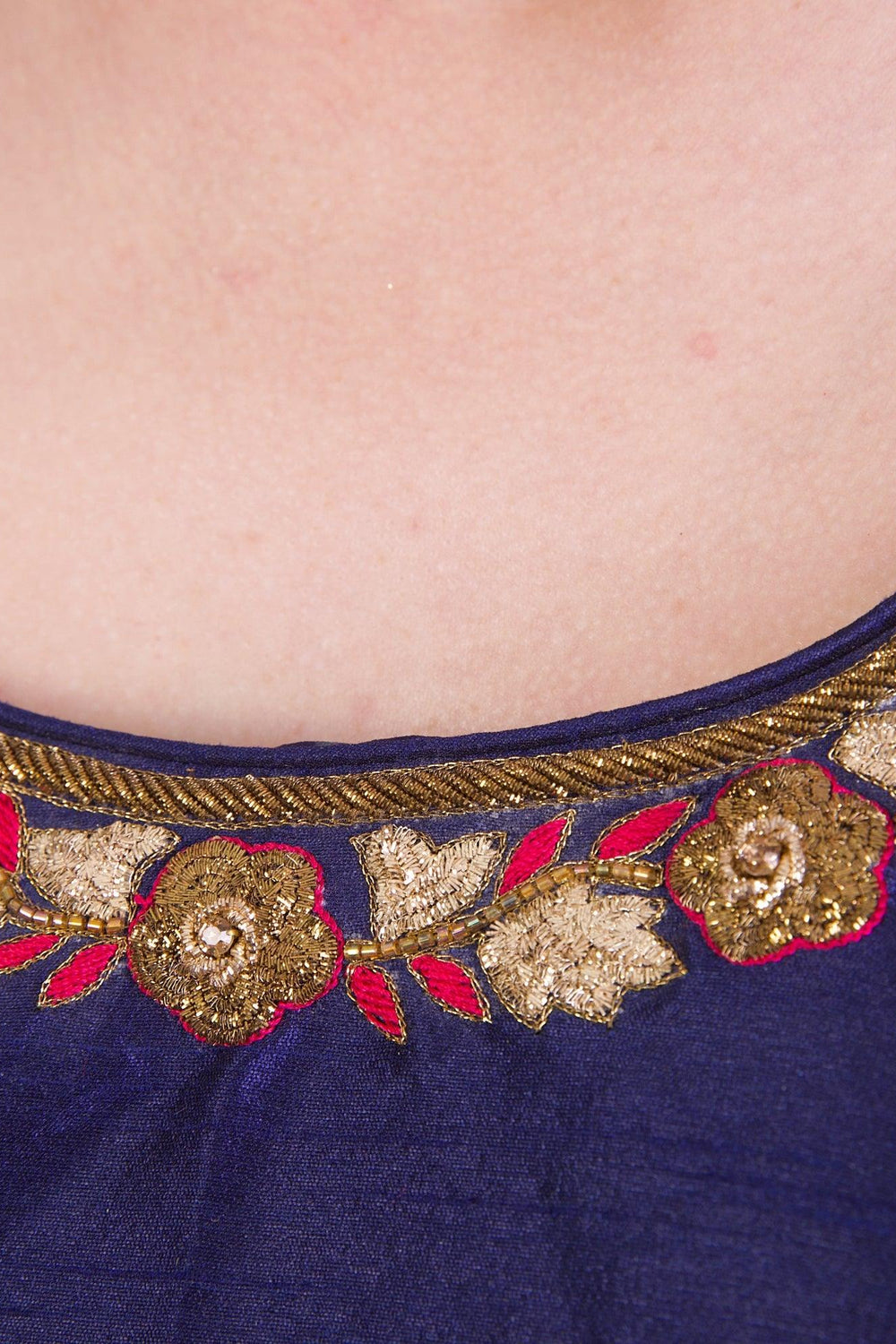 Nova Dark Blue Embroidered Blouse BLOUSE RAAS