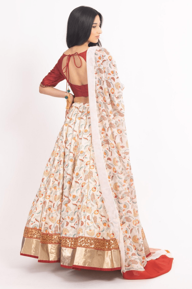 Off White Embroidered Lehenga Choli Set-[comfort-first-design]-[lightweight]-Raas