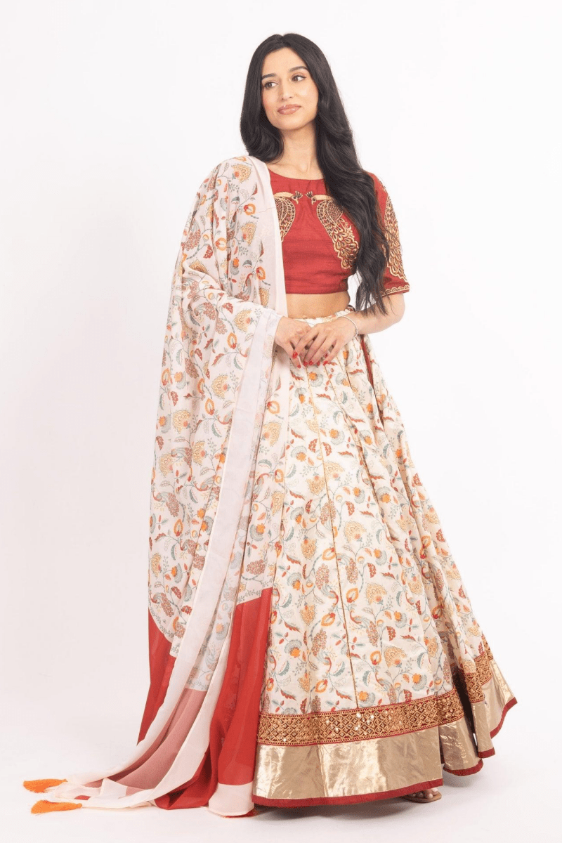 Off White Embroidered Lehenga Choli Set-[comfort-first-design]-[lightweight]-Raas
