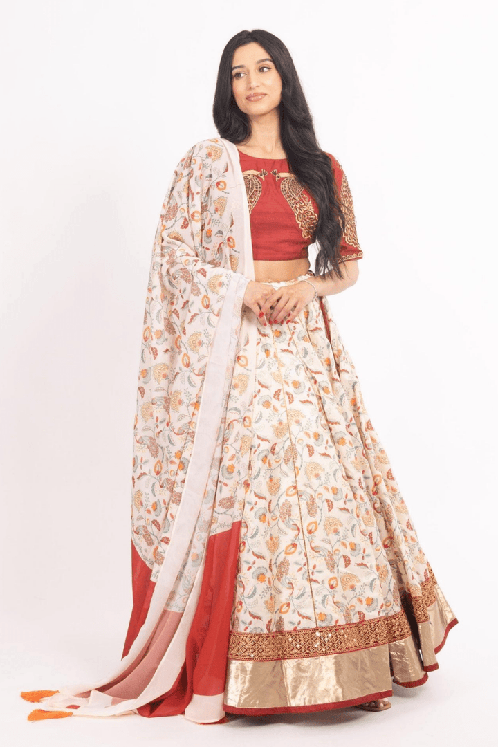 Off White Embroidered Lehenga Choli Set-[comfort-first-design]-[lightweight]-Raas